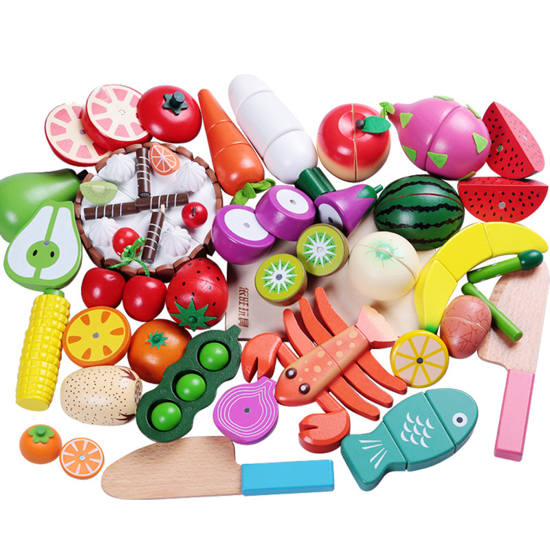 Kids Outdoor Kitchen Set - 1PCS Wooden Toy Magnetic Cutting Fruit