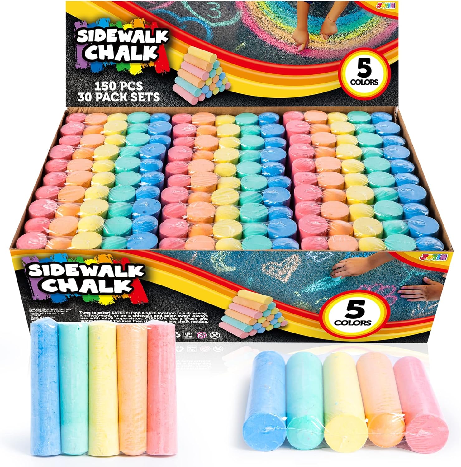 Chalk Outdoor Jumbo - JOYFY 150 Pcs Sidewalk Chalk Set