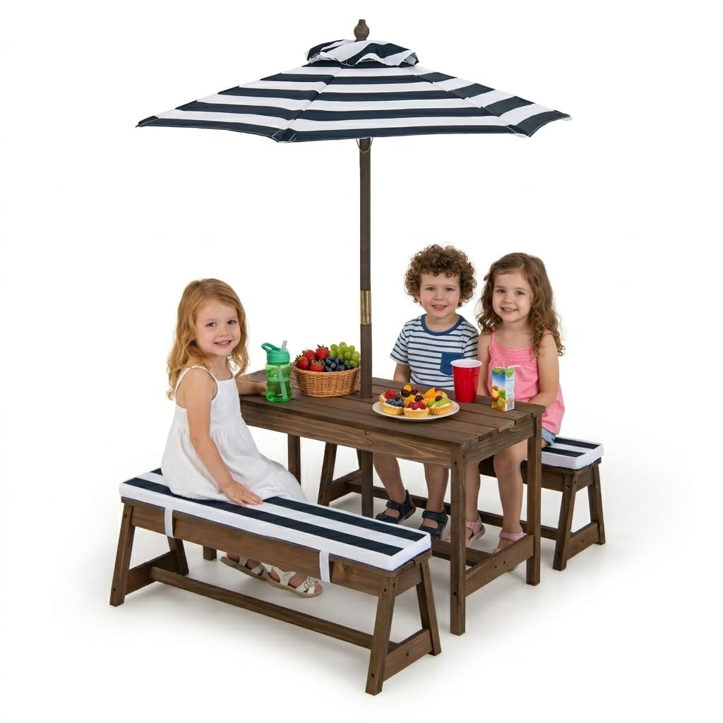 Kids Outdoor Garden Set - Height Adjustable Wooden Kids Picnic Table
