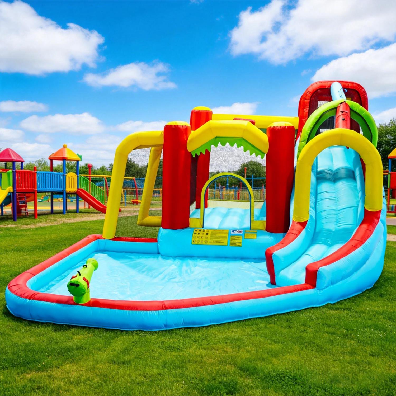 Kids Outdoor Water Slide - 7in1 Inflatable Water Slide Park Bounce
