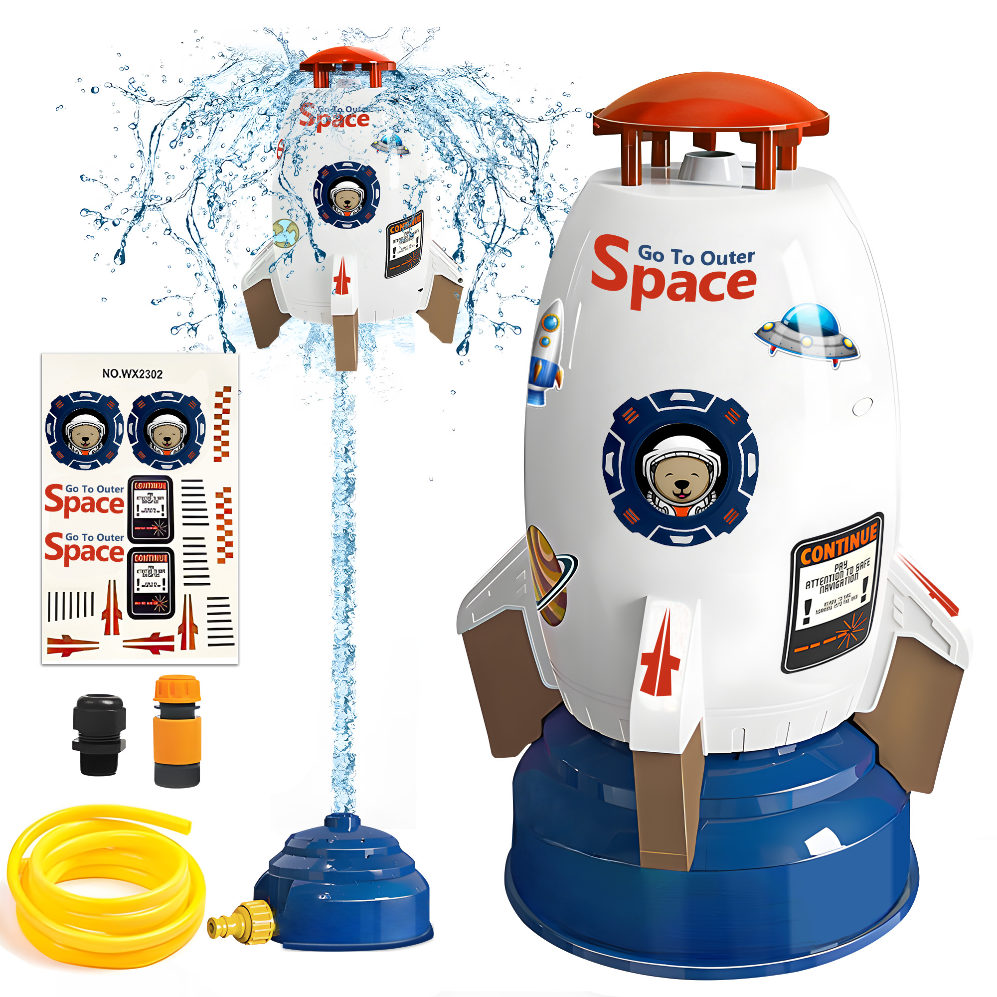 Kids Outdoor Yard Toys - Sprinkler for Kids Outdoor Rocket Toy