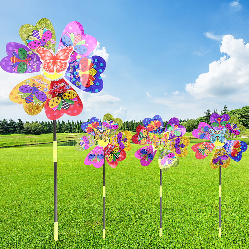 Kids Outdoor Yard Toys - 1Pc Colorful Sequin Windmill Cartoon Animal