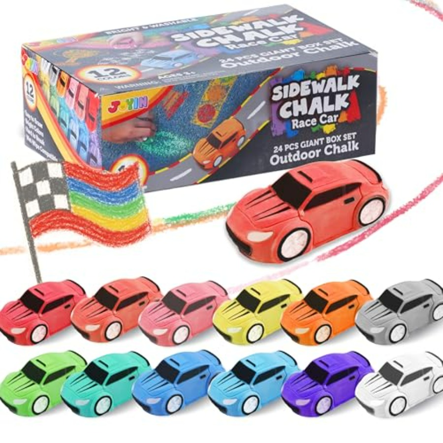 Chalk Outdoor Jumbo - 24PCS Race Car Sidewalk Chalk Bulk
