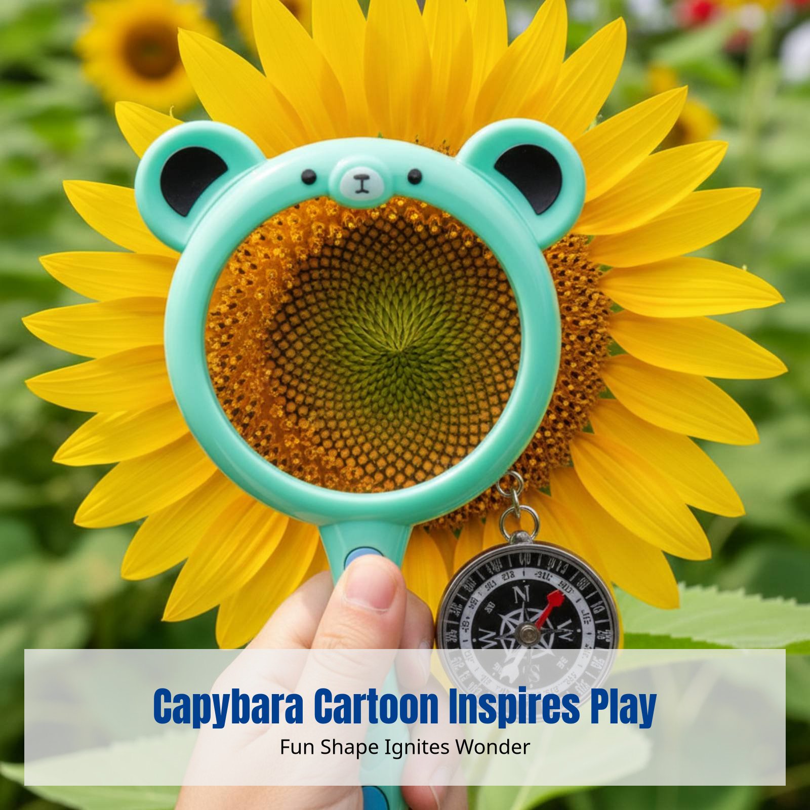 Kids Outdoor Explorer Kit - Capybara Cartoon Magnifier & Compass Set,