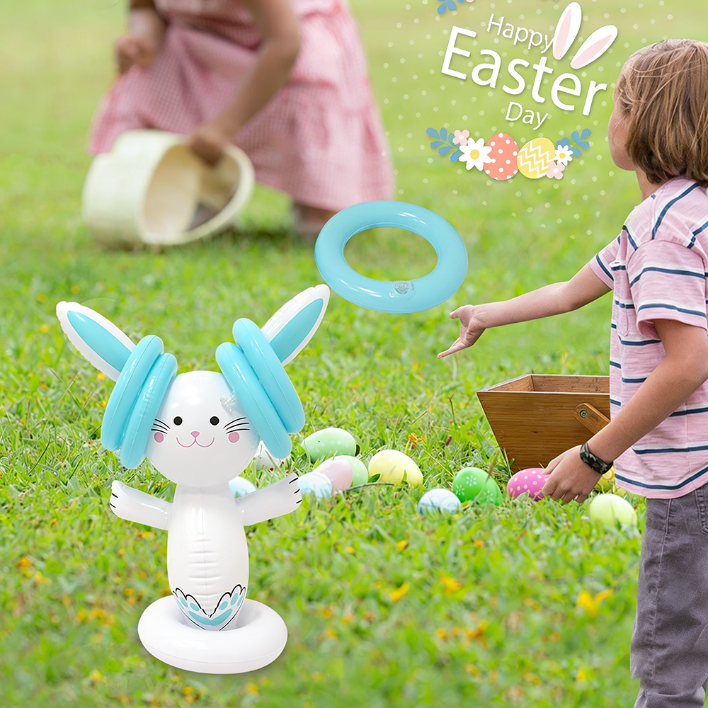Outdoor Toys For Kids - Easter Inflatable Bunny Ring Toss Game