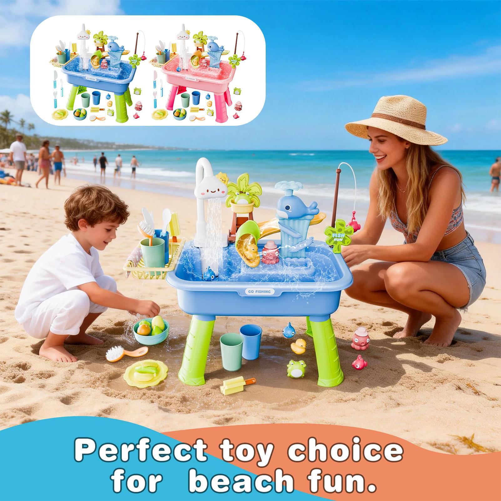Kids Outdoor Folding Table - Children's Outdoor Beach Toy Tabletop Water