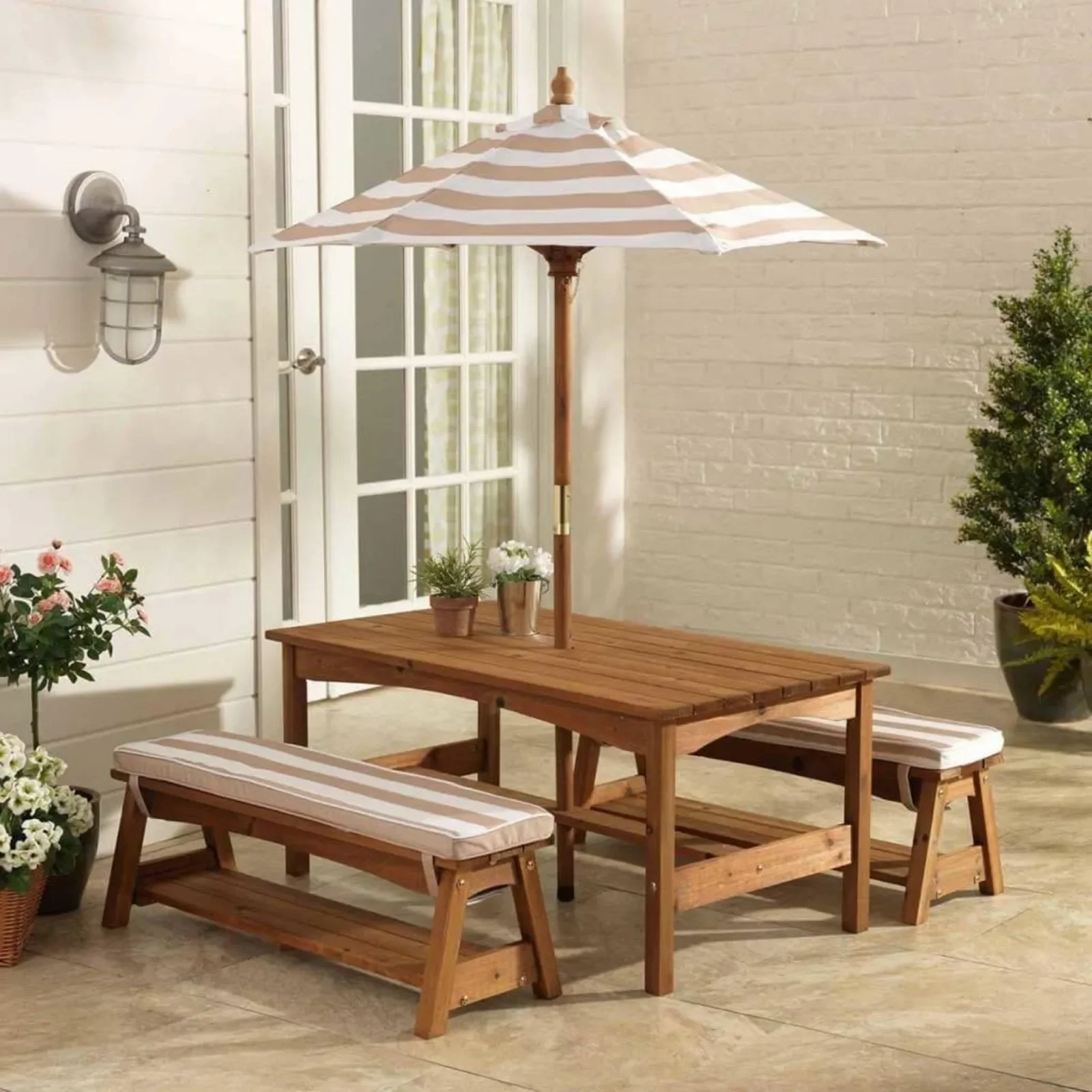 For Outdoor Wooden Table & Ben – Kids Outdoor Bench With Umbrella Bewertung und Preis