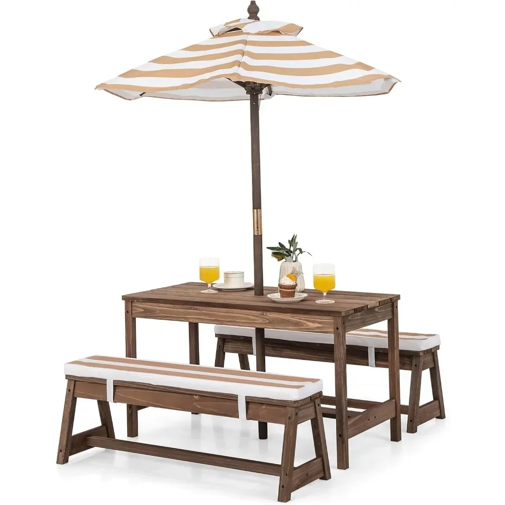 Kids Picnic Table, Outdoor Woo – Kids Outdoor Bench With Umbrella Bewertung und Preis