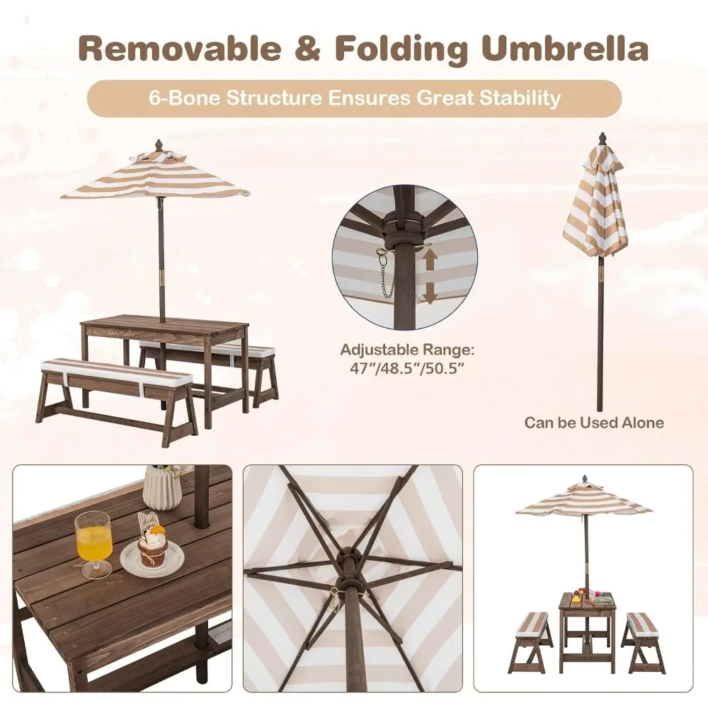 Kids Picnic Table, Outdoor Woo – Kids Outdoor Bench With Umbrella Bewertung und Preis