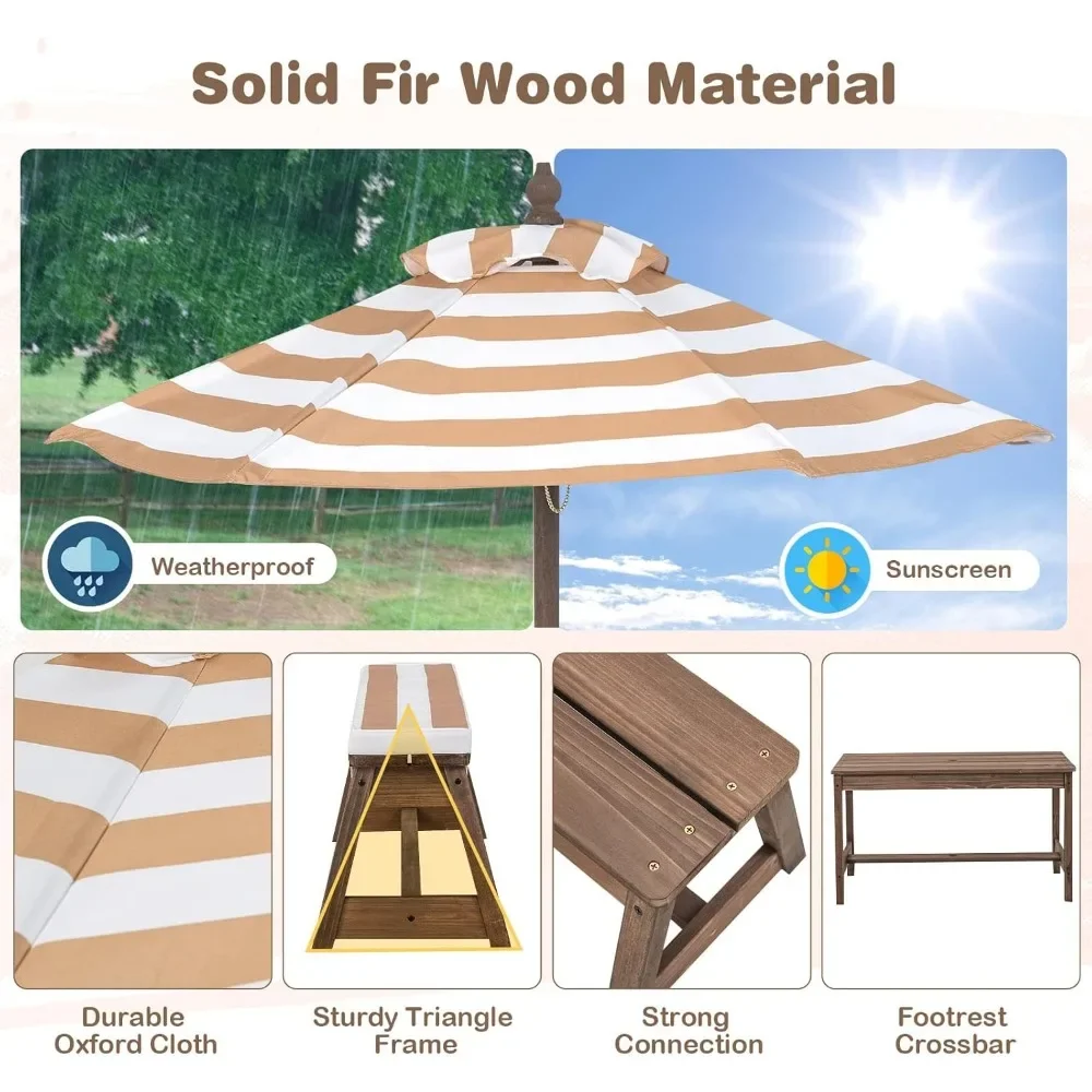 Kids Picnic Table, Outdoor Woo – Kids Outdoor Bench With Umbrella Bewertung und Preis