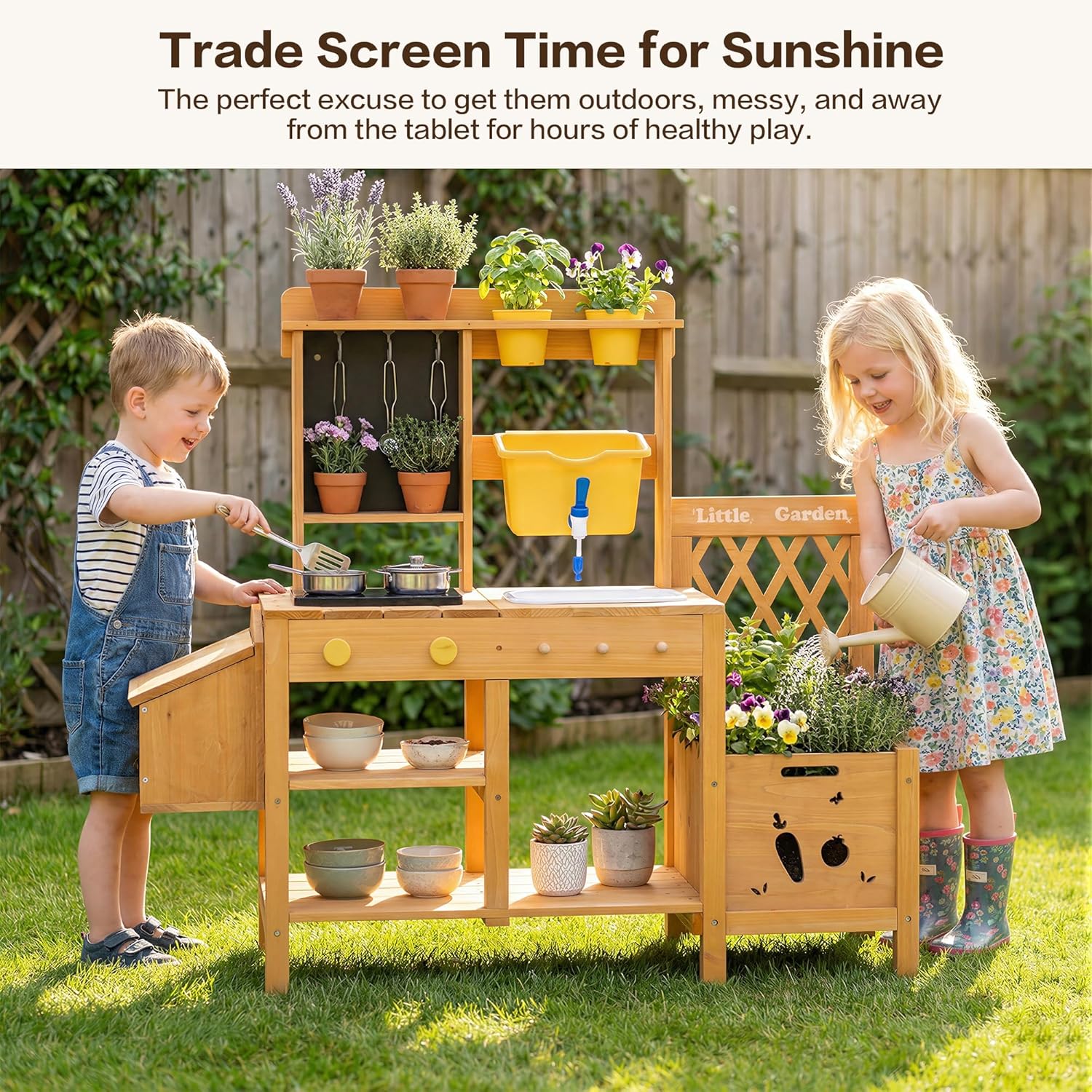 Wooden Mud Kitchen for Kids, O – Kids Outdoor Mud Table Bewertung und Preis