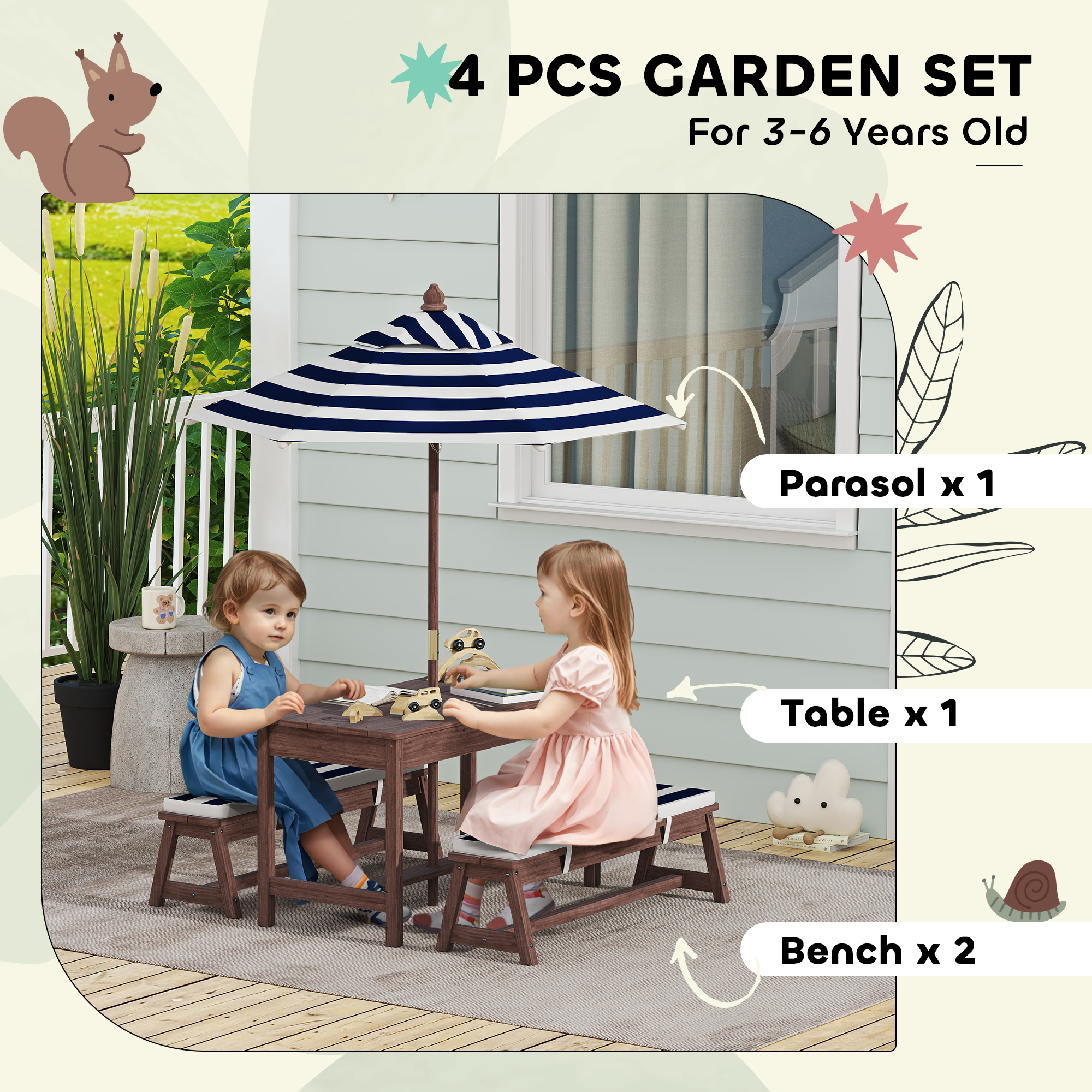 Kids Outdoor Wooden Picnic Tab – Kids Outdoor Bench With Umbrella Bewertung und Preis