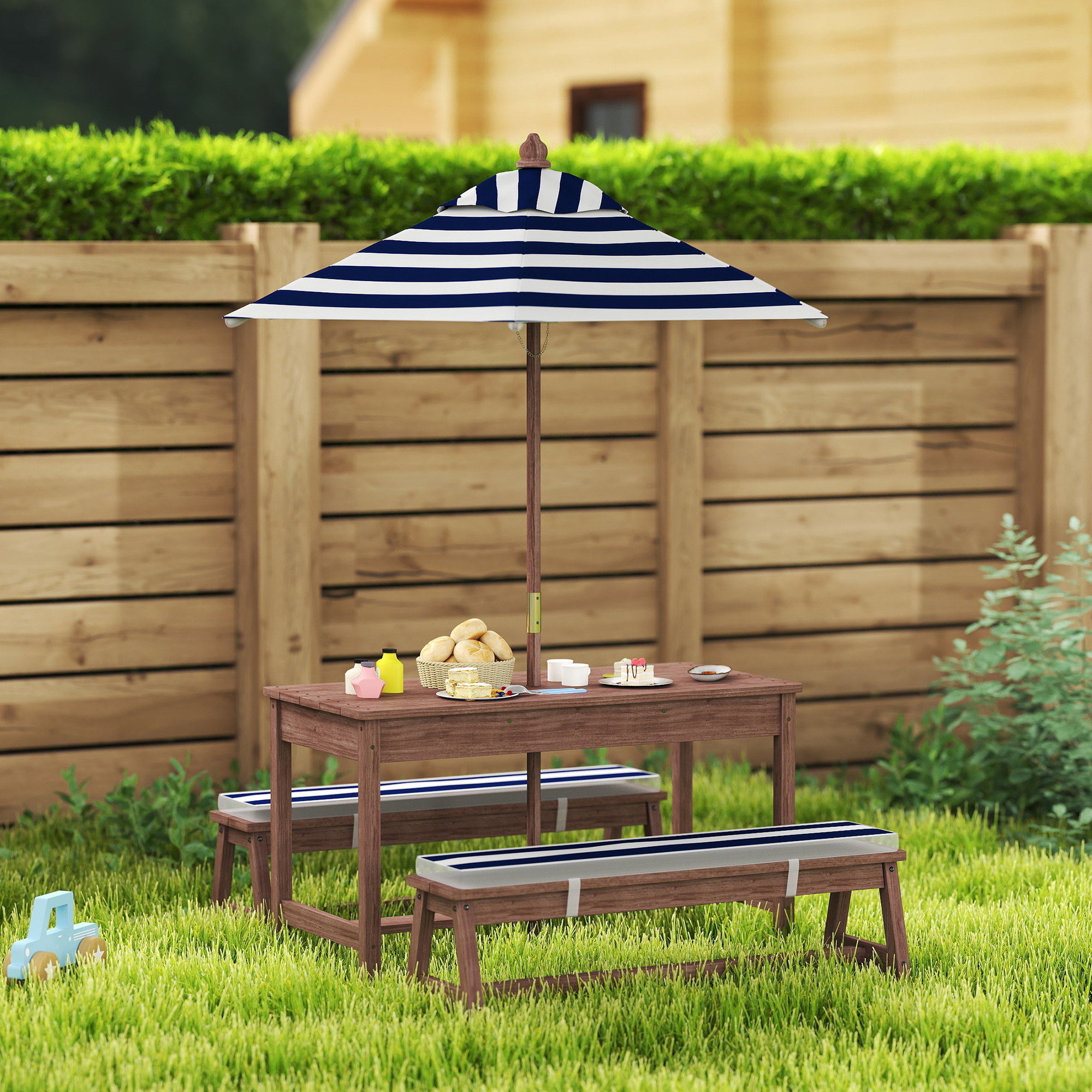 Kids Outdoor Wooden Picnic Tab – Kids Outdoor Bench With Umbrella Bewertung und Preis