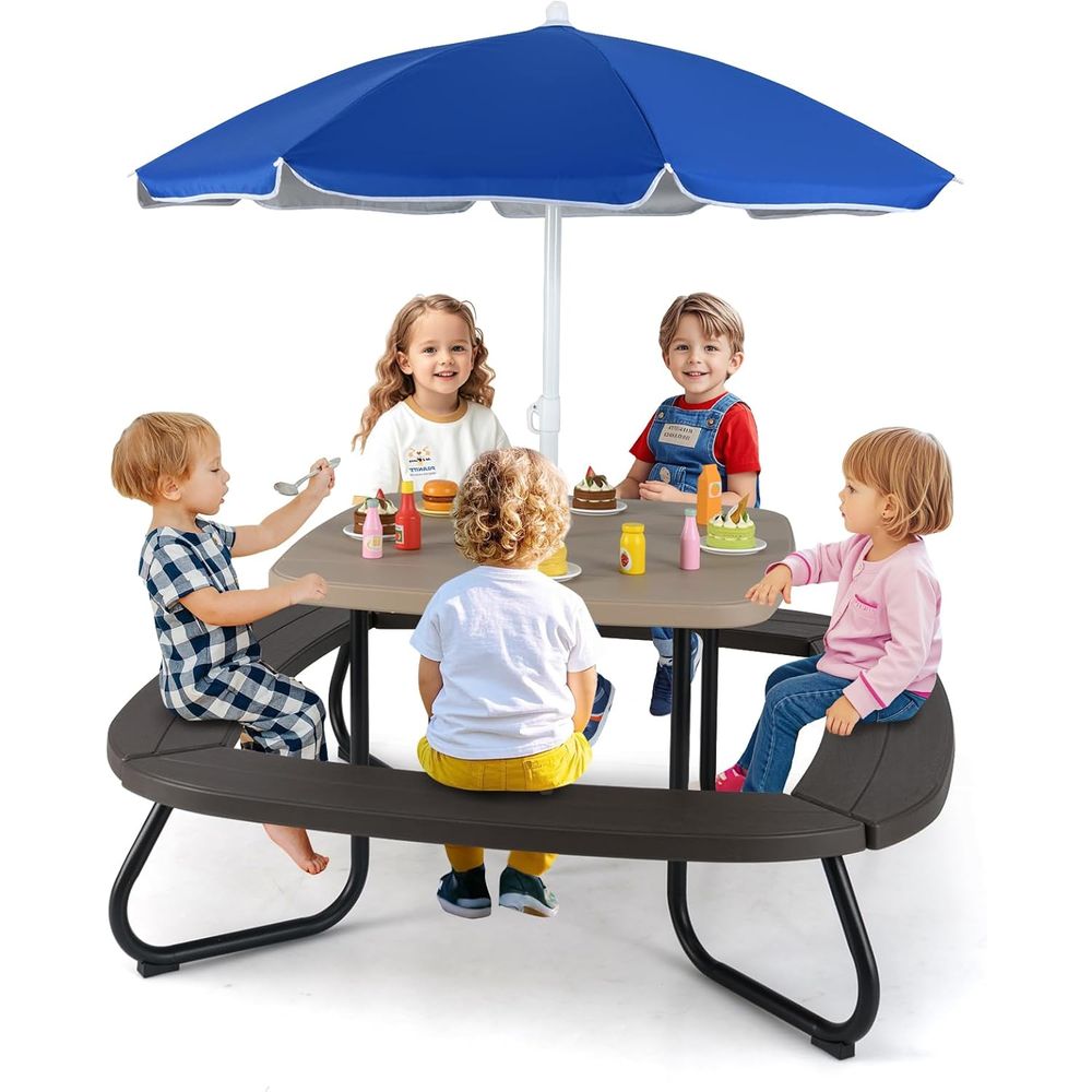 Kids Picnic Table, 8 Person To – Kids Outdoor Bench With Umbrella Bewertung und Preis