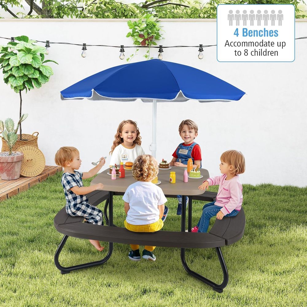 Kids Picnic Table, 8 Person To – Kids Outdoor Bench With Umbrella Bewertung und Preis