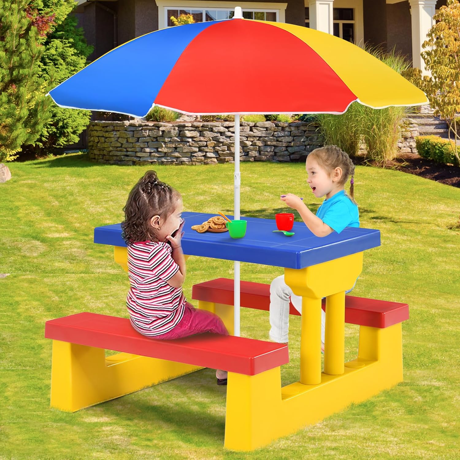 ARMILE Kids Picnic Table, Kids – Kids Outdoor Bench With Umbrella Bewertung und Preis