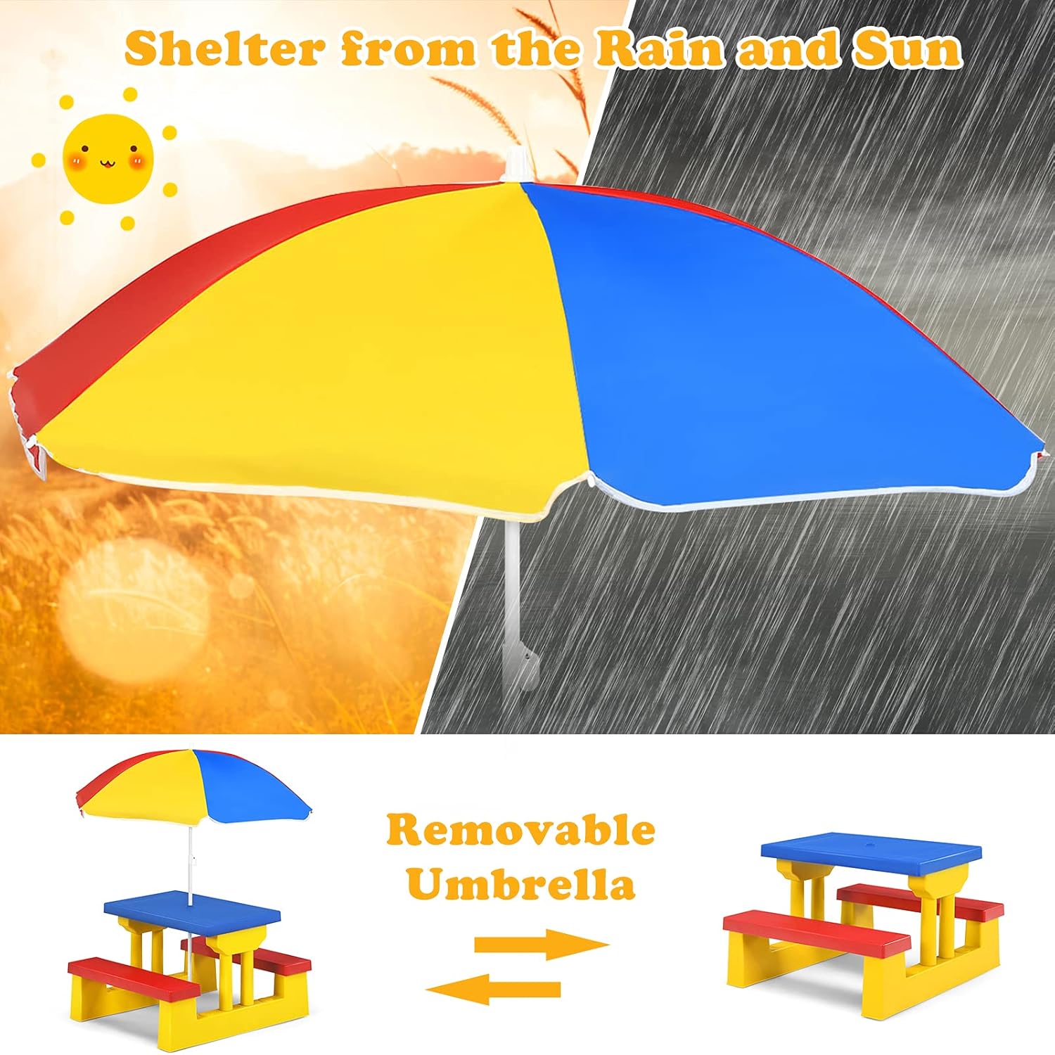 ARMILE Kids Picnic Table, Kids – Kids Outdoor Bench With Umbrella Bewertung und Preis