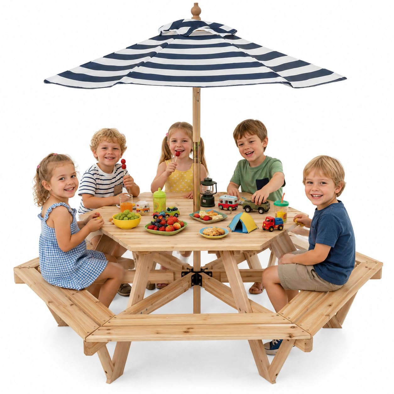 Kids Picnic Table, Hexagonal T – Kids Outdoor Bench With Umbrella Bewertung und Preis