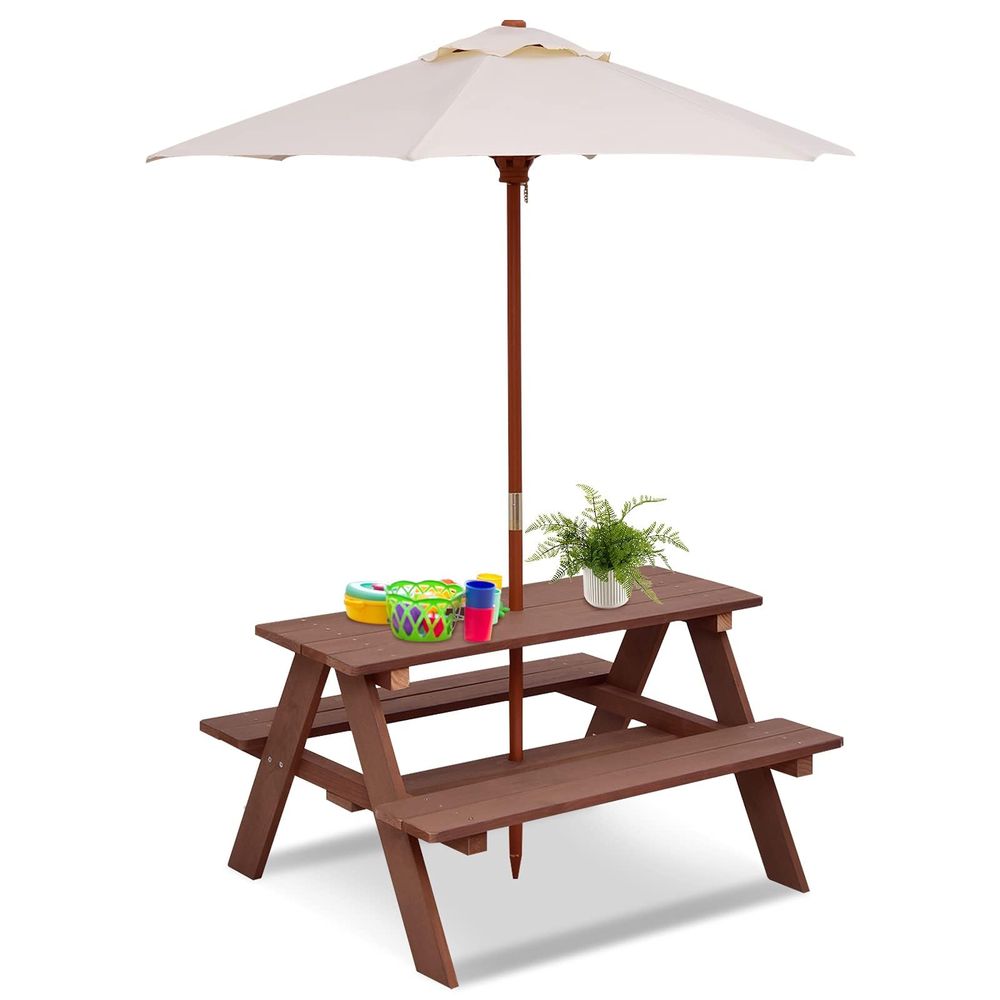 Kids Picnic Table, Outdoor Woo – Kids Outdoor Bench With Umbrella Bewertung und Preis