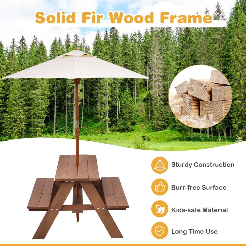 Kids Picnic Table, Outdoor Woo – Kids Outdoor Bench With Umbrella Bewertung und Preis