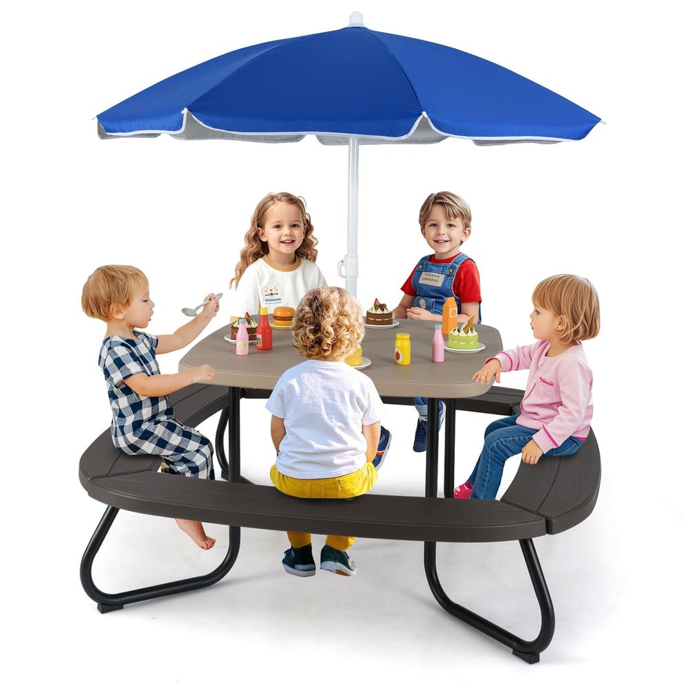 Kids Picnic Table, 8 Person To – Kids Outdoor Bench With Umbrella Bewertung und Preis