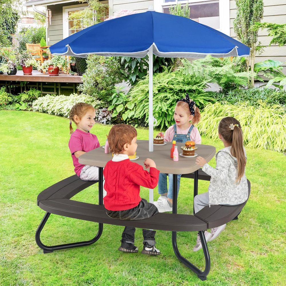 8-Person Adjustable Kids Picni – Kids Outdoor Bench With Umbrella Bewertung und Preis