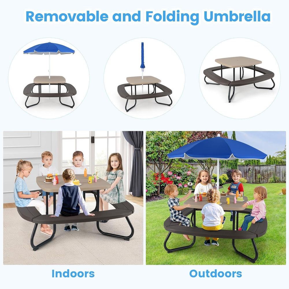 8-Person Adjustable Kids Picni – Kids Outdoor Bench With Umbrella Bewertung und Preis
