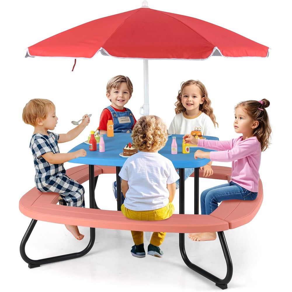 Kids Picnic Table, 8 Person To – Kids Outdoor Bench With Umbrella Bewertung und Preis