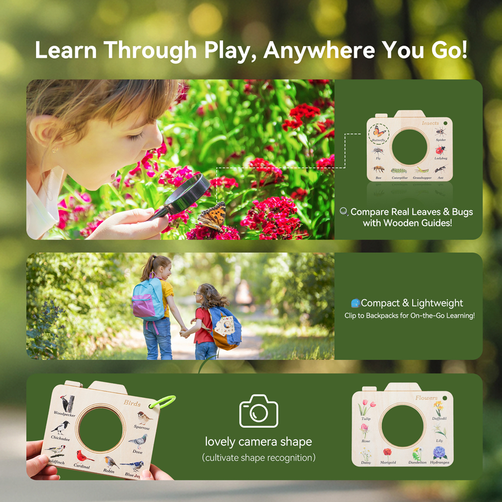 Wooden Camera Shape Nature Cog – Kids Outdoor Explorer Kit Bewertung und Preis