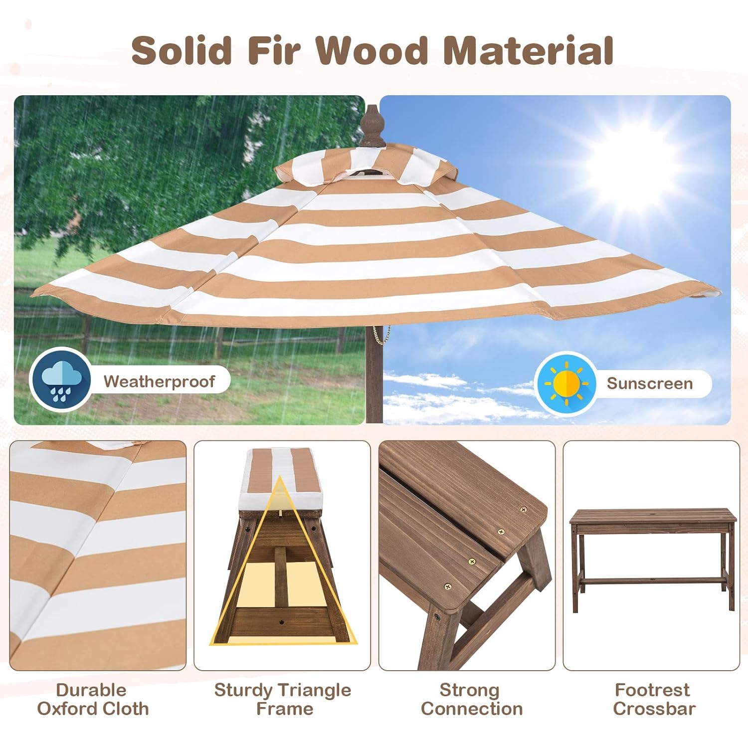 Kids Picnic Table, Outdoor Woo – Kids Outdoor Bench With Umbrella Bewertung und Preis