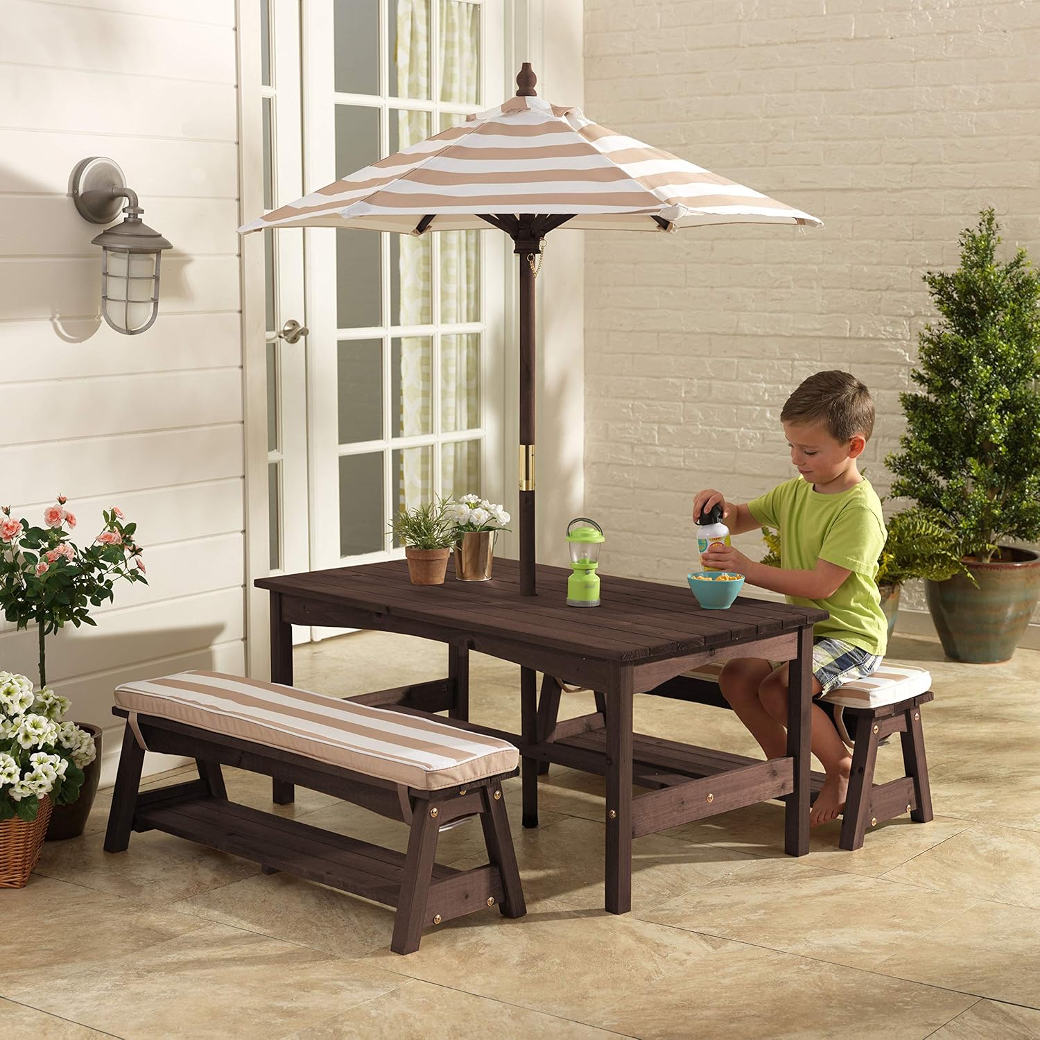 Outdoor Wooden Table & Bench S – Kids Outdoor Bench With Umbrella Bewertung und Preis