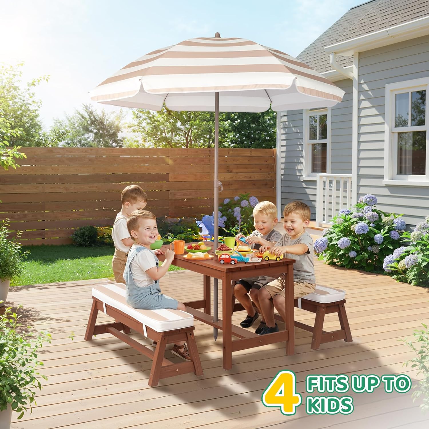 Kids Picnic Table Outdoor Wood – Kids Outdoor Bench With Umbrella Bewertung und Preis