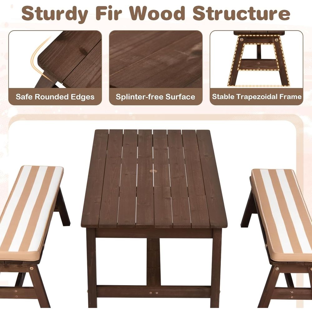 Kids Picnic Table, ir Wood Tod – Kids Outdoor Bench With Umbrella Bewertung und Preis