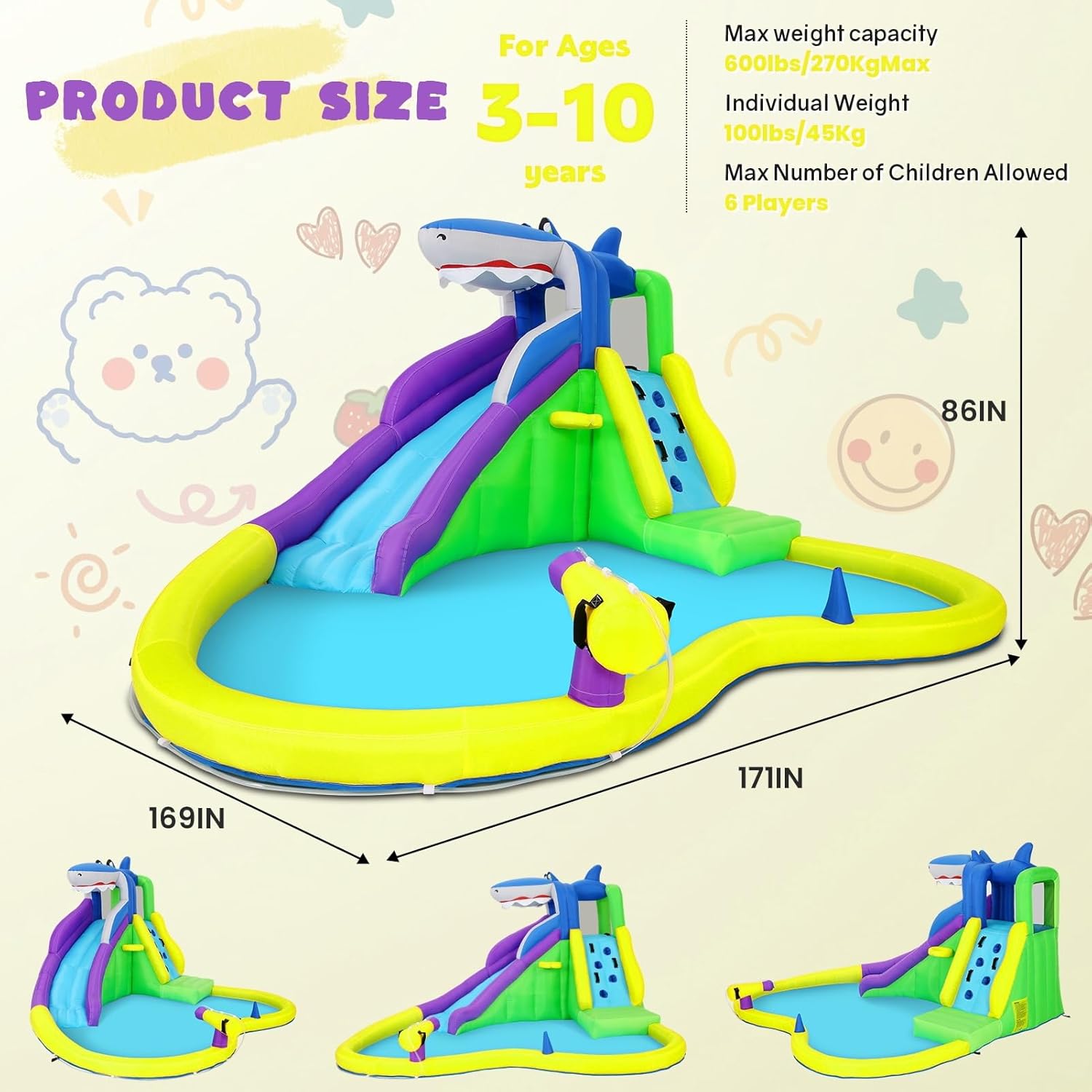 13x14FT Inflatable Bounce Hous – Kids Outdoor Water Slide Bewertung und Preis