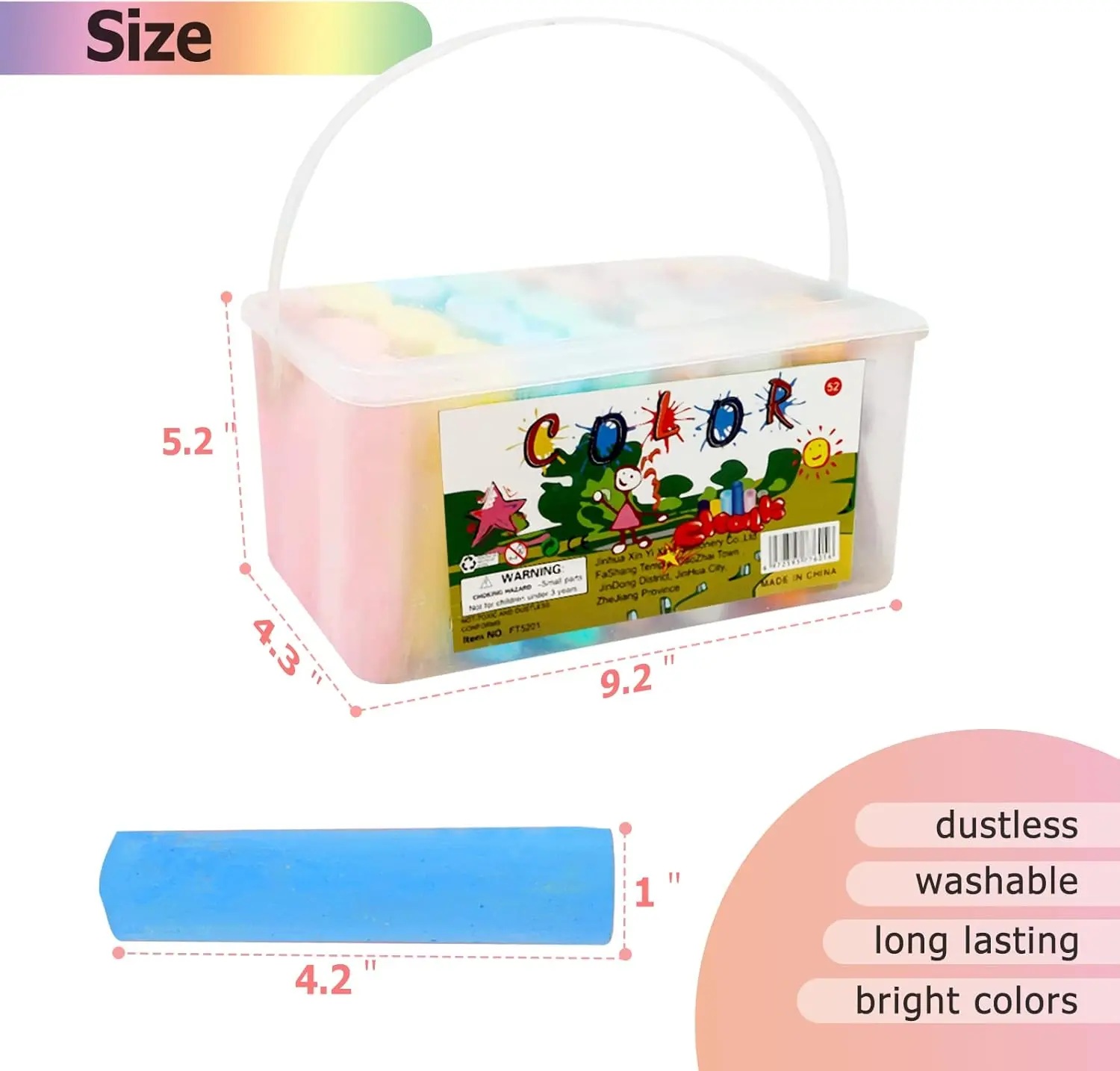 Washable Sidewalk Chalk Set 52 – Chalk Outdoor Jumbo Bewertung und Preis