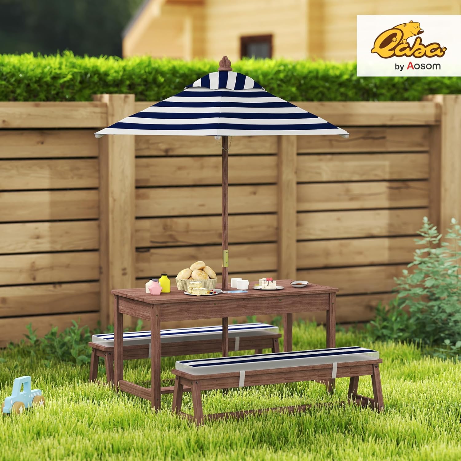 Wooden Kids Picnic Table & Ben – Kids Outdoor Bench With Umbrella Bewertung und Preis