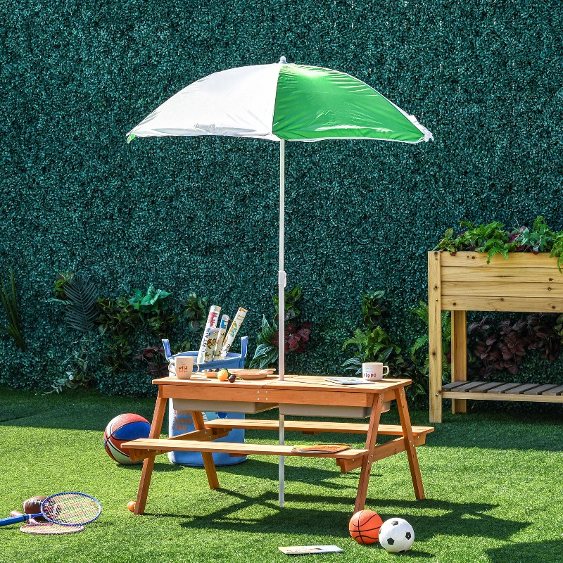 3 in 1 Kids Picnic Table with  – Kids Outdoor Bench With Umbrella Bewertung und Preis