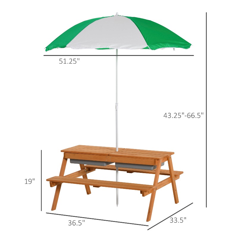 3 in 1 Kids Picnic Table with  – Kids Outdoor Bench With Umbrella Bewertung und Preis