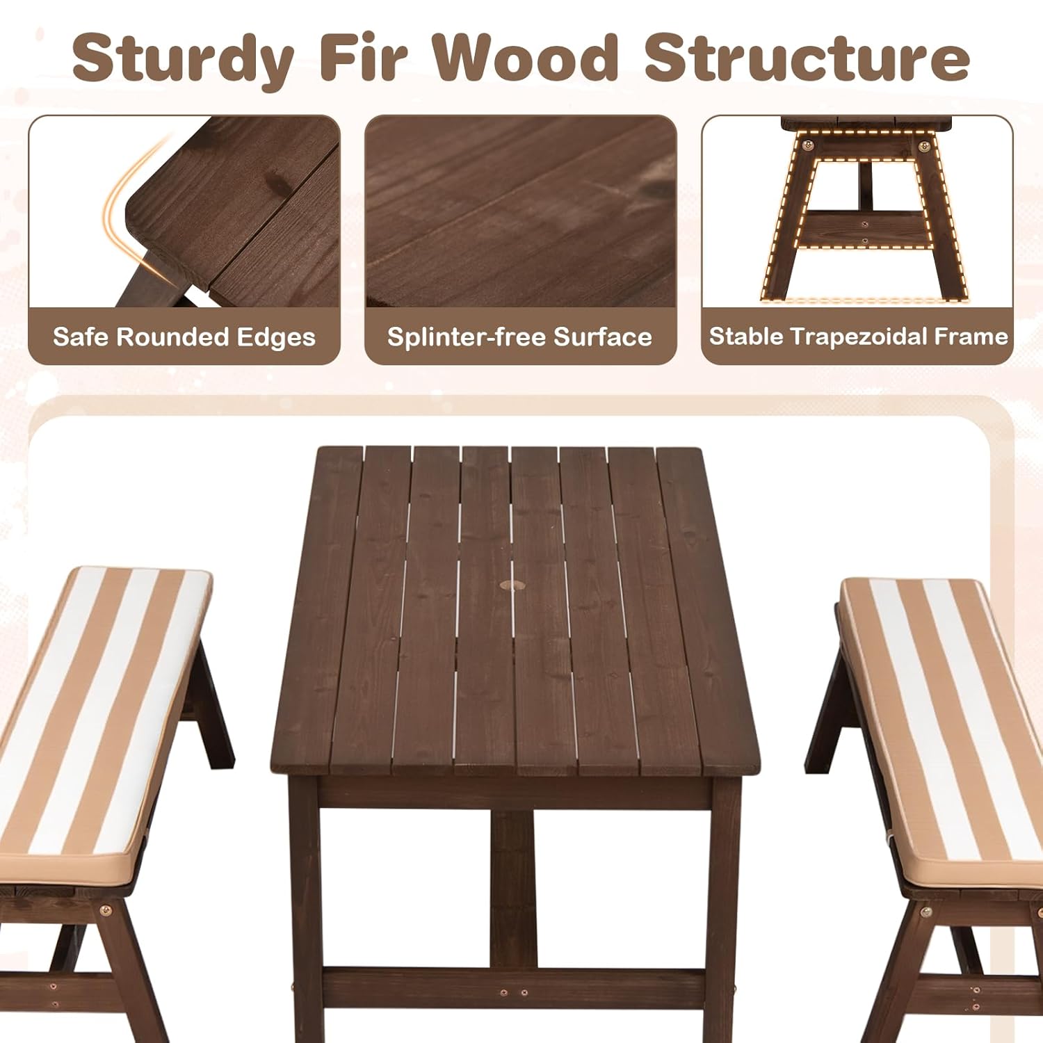Kids Picnic Table, Fir Wood To – Kids Outdoor Bench With Umbrella Bewertung und Preis